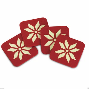 4 Fieltro Navidad Posavasos Nórdico Diseño Rojo y Blanco Protect Café / Mesa - Imagen 1 de 8