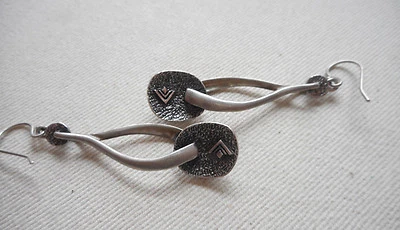 Lightly Oxidized Sterling Silpada Matte Textured Earrings W1981  RE3713 - Image 1 of 4