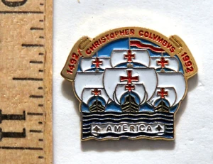 Christopher Columbus coming ti America Sailboat Boat Pin 500th Anniversary - Picture 1 of 2