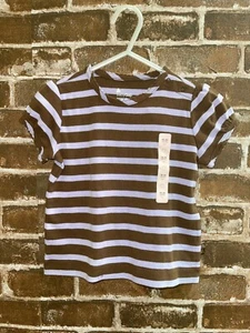 NWT BABY GAP GIRLS 18-24 MONTHS STRIPED TEE T PURPLE BROWN STRIPES BRANNANS FA - Picture 1 of 2