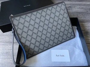PAUL SMITH 1/2 ZIP GEO LOGO DOCUMENT TRAVEL POUCH MADE IN ITALY RETAIL BNIB - Picture 1 of 12
