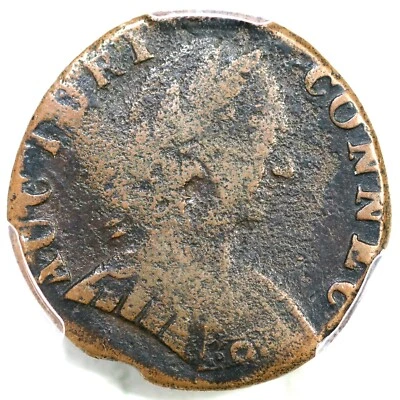 Moneda de cobre colonial Connecticut cabeza pequeña detalles graduación profesional 1788 M 1-I R-5 en muy buen estado Foto 1 de 3