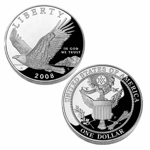 (1) 2008 P Bald Eagle Commemorative Silver Dollar $1 Proof Coin (CAPSULE ONLY) - Image 1 of 1