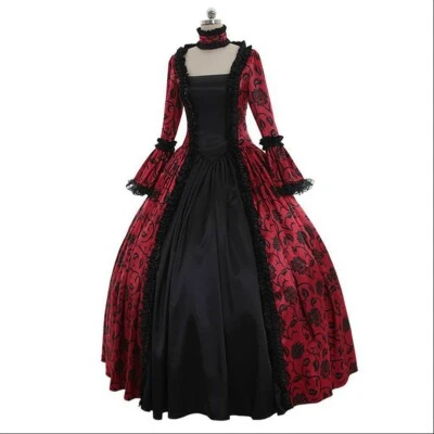 Laides Lolita Gothic Dress Ruffle Floral Steampunk Evening Vintage Costume - image 1 of 4
