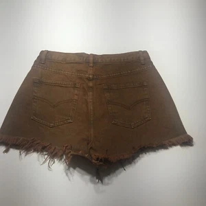 Missguided Shorts Womens Size 6 Button Fly Cut Off Hem High-Waist Brown Denim - Picture 1 of 13
