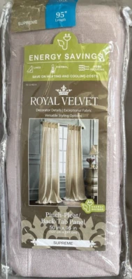 JCP Royal Velvet Supreme, back tab pinch pleat panel Gray Rose 50"x95" - Image 1 of 3