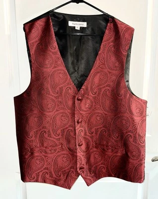 NWT PRONTO-UOMO Paisly Burgandy Mens Formal Vest Size XL Suit, Wedding, Prom - Image 1 of 4