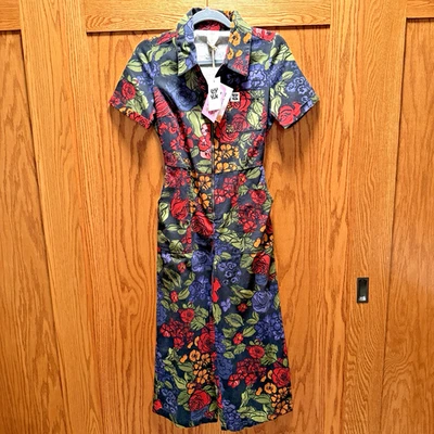 Macacão feminino Lucy Yak tamanho EUA 0 estampa floral Maria algodão orgânico novo com etiquetas - Imagem 1 de 4