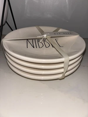 Set Of 4 Rae Dunn Artisan Collection NIBBLE 6” Plates Ceramic By Magenta - Image 1 of 4