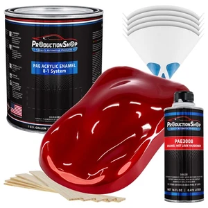 ProductionShop High Gloss Radiant Fire Red Pearl Acrylic Enamel Gallon Kit Paint - Picture 1 of 1