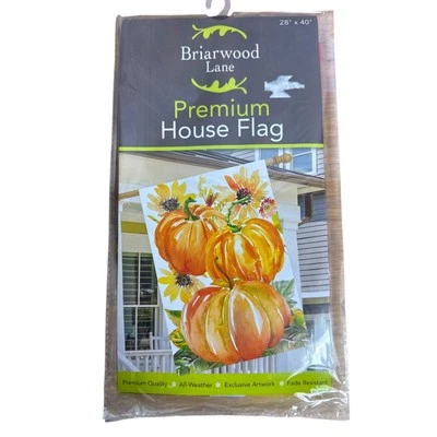 Otoño Otoño Casa Bandera 28" x 40" Calabazas Naranja Tema Floral Patio de Acción de Gracias Foto 1 de 4