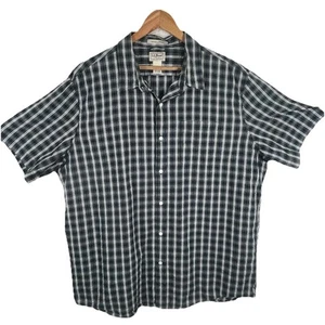 LL Bean Shirt Mens 2XL Button Down Short Sleeve Slightly Fitted Plaid Green XXL - Picture 1 of 12