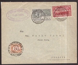 Italia Regno, busta primo volo Torino-Trieste per Venezia del 1926  -HG58 - Imagen 1 de 3