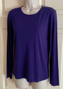Eileen Fisher Size S Stretch Silk Jersey T-Shirt Top Long Slv Purple NWT - $78 - Picture 1 of 5