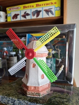 Molino de viento de acción de cerámica marca pecera antigua de acuario vintage años 70  Foto 1 de 4