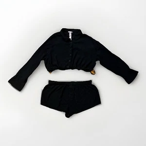 Savage X Fenty Set Pigiama Sexy Nero Lingerie Pigiama Set Grande - Foto 1 di 7