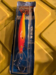 Vintage New On Card Luhr-Jensen Power Dive Minnow Glow Orange - Picture 1 of 3