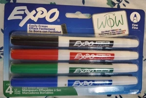 EXPO trocken abwischbare Marker feine Spitze ungiftig 4/PK sortiert Neu in Verpackung - Bild 1 von 2