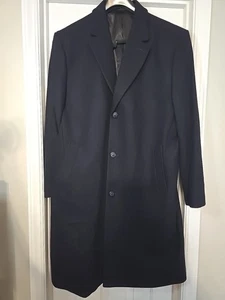 EUC Men's London Fog Navy Wool Blend Overcoat Jacket Coat Size 46R - Picture 1 of 5