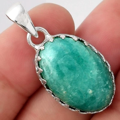 Natural Paraiba Amazonite 925 Sterling Silver Pendant Jewelry P-1325 - Image 1 of 4
