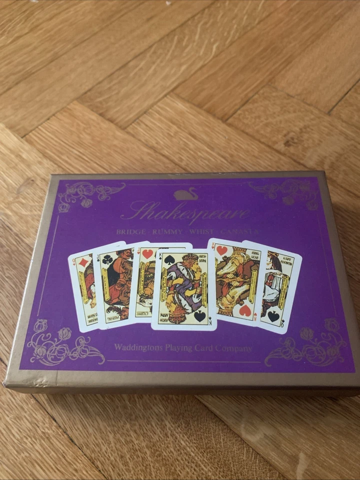 Waddingtons Shakespeare Playing Cards Double Pack Sealed Bridge Rummy Canasta - Immagine 1 di 4