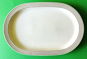 Thomas kleines Porzellan rechteckiges rundes Serviertablett goldbraune Linien Germany - Bild 1 von 5