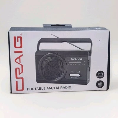 Radio AM/FM portátil de mano CRAIG con antena de varilla y conector para auriculares CR4181 nuevo Foto 1 de 4