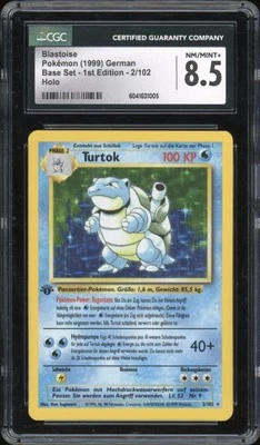 1999 Pokemon GERMAN 1st Edition Base Set Turtok-Blastoise Holo 2/102 CGC 8.5 - Image 1 of 2