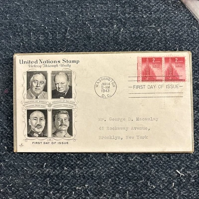 US FDC - Scott 907 - Artcraft cachet - United Nations for Victory - Image 1 of 4