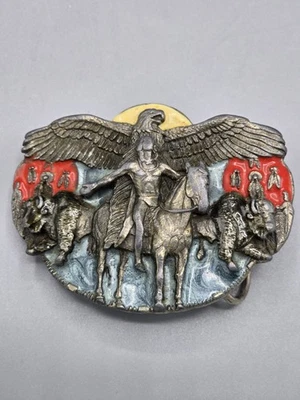 Винтажная пряжка для ремня с парящим орлом американских индейцев Siskiyou X-50 1988 - Изображение 1 из 4