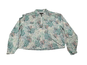 Bad Birdie 1/4 Zip Pullover Women's Med Top Daisy Paisley Longsleeve Cropped NWT - Picture 1 of 8