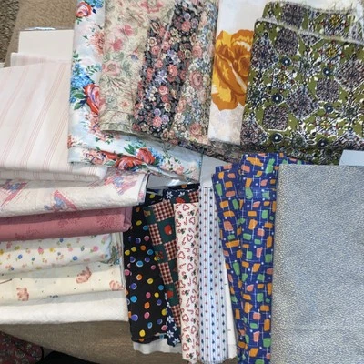 Cotton Fabric Vintage Flowers Geometric Hearts Misc Size - Image 1 of 4