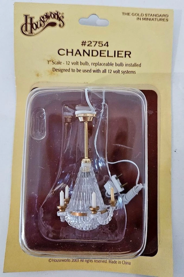 Houseworks Dollhouse Chandelier Lamp #2754 1" Scale 12 Volt