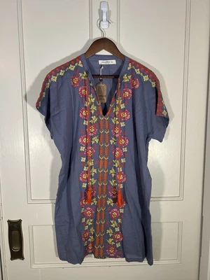 Mini vestido túnica bordada floral Natural Life para mujer talla mediana Azul nuevo con etiquetas Foto 1 de 4