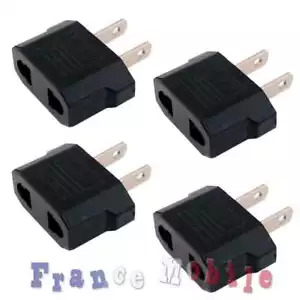 4 Adaptateur prise France EU Europe vers US USA EEUU voyage secteur Eur FR Chine - Picture 1 of 1