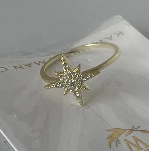 Katie Waltman Sparkling Star Burst Gold Tone 925 Ring Thin Band Size 8 - Picture 1 of 7