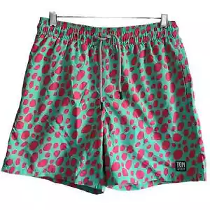 TOM & TEDDY Green and Pink Splotches UPF 50+ Quick Dry Swim Shorts Size Medium - Picture 1 of 11