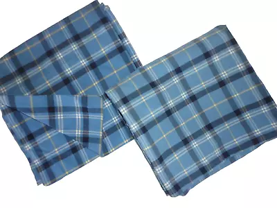 EDDIE BAUER BLUE & YELLOW PLAID (2) STANDARD PILLOWCASES 19X28 - Image 1 of 4