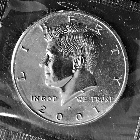 2001 P Kennedy Half Dollar Clad No Silver Brilliant Unc Sealed in Orig Cello BU Cover