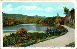 1920s NY Postcard Cherry Valley Turn Pike Route 22 Richfield Springs Unposted - Picture 1 of 2