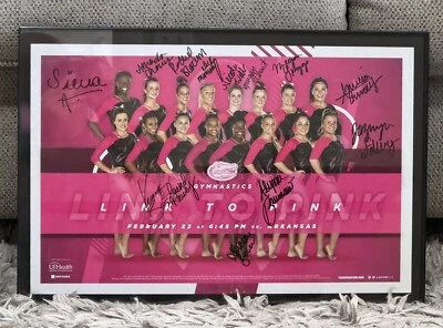 2016 Florida Gators Gymnastics “Link To Pink” Poster 18" x 12" Framed Autograph - Image 1 of 4