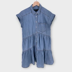 Veronica Beard Harrow Dress Mini Women's Size 4 Tiered Pale Stone Chambray Blue - Picture 1 of 10