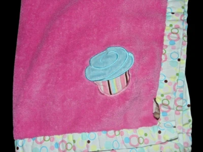 Trend Lab Pink Cupcake polka dot plush baby blanket - Image 1 of 4