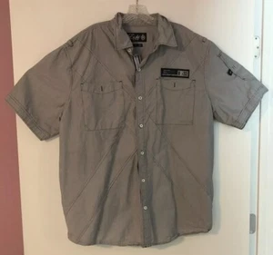 Eight 732 Drop Dead Series Gray Men's Short Sleeve Button Up Shirt.SZ.3XL.EUC. - Picture 1 of 11
