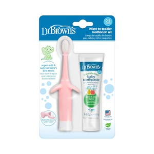 Infant-To-Toddler Training Toothbrush Set, Pink Elephant with Fluoride-Free Appl - Picture 1 of 12