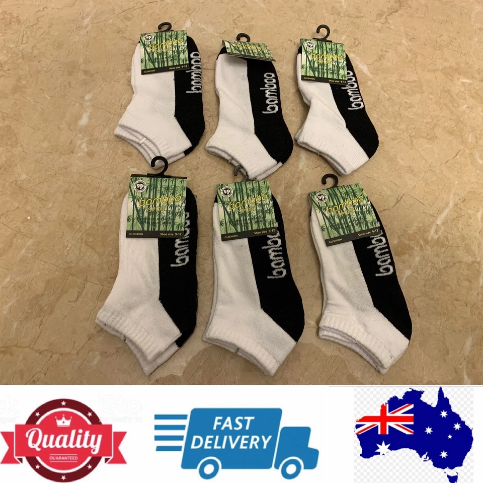 6 Pairs kids bamboo socks sports ankle socks special White Black AU stock - image 1 of 4