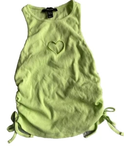 New Look 90s Y2K Style Neon Love Heart Cut Out Rushed Cropped Top Size 6 BNWT - Picture 1 of 8