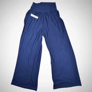 ODODOS Pants Women LG Dark Blue Wide Leg Baggy Loose Palazzo Lounge Pockets NWT - Picture 1 of 11