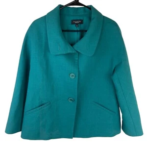 Abrigo Blazer Talbots Verde Para Mujer 12 Mezcla de Lana Bolsillos Abertura Columpio Cuello Alto - Imagen 1 de 6