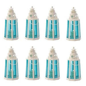 8 Stck. Hochzeit Rabatt Set blaue Kerze Laterne Leuchtturm nautisches Dekor 10 Zoll H - Bild 1 von 9